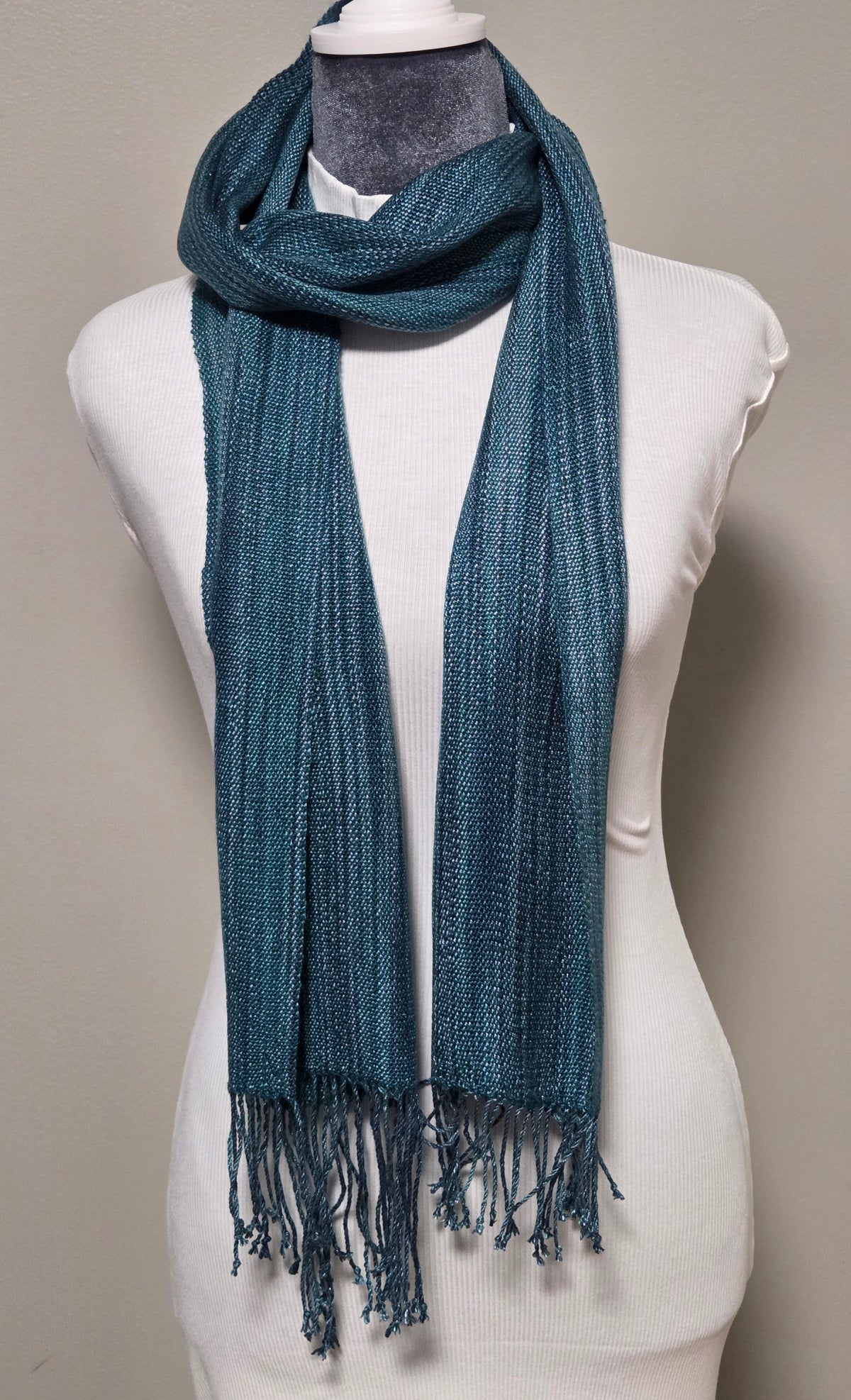 Teal handwoven scarf - cotton