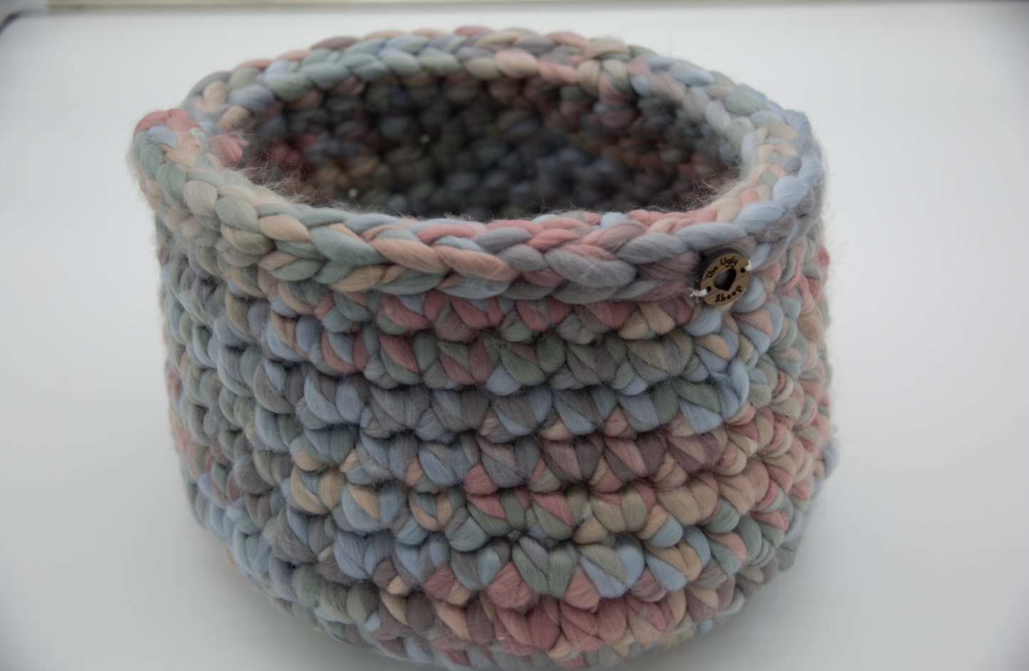 Multi Colored Round Basket without Handles Hand Made in the USA