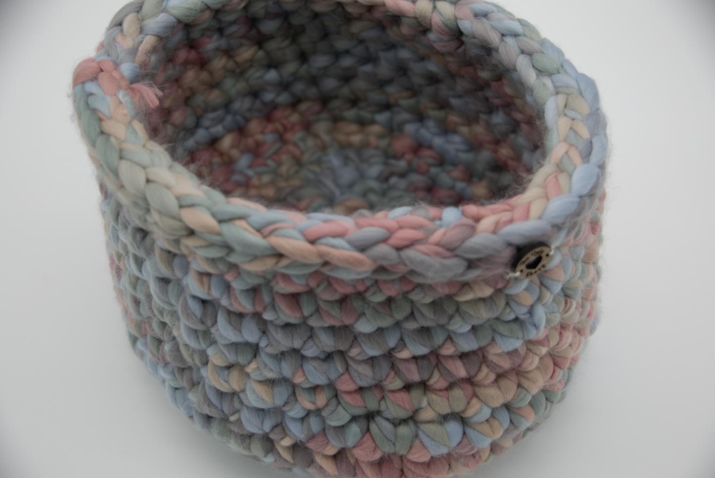 Multi Colored Round Basket without Handles Hand Made in the USA