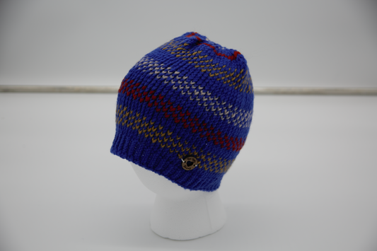 Color Stripe Wool Hat Hand Knit Made in the USA
